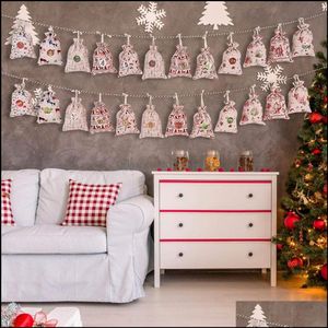 Festive Party Supplies Home & Gardentree Hanging Small Cloth Advent Calendar Gift Bag Christmas Decorations Loved By The Children A8169 Drop