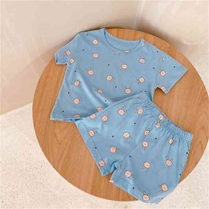 Summer Arrival Girls Fashion Cartoon 2 Pieces Suit Top+shorts Kids Clothing 210528