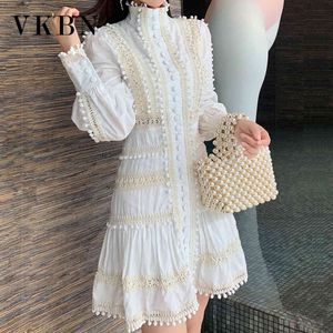 VKBN Summer Dresses for Women Casual Party Lantern Sleeve Above Knee Sexy Design Dress Turtleneck s Fashion 210507