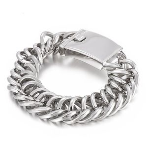 Stor tung Silver Whip Chain Armband Rostfritt Stål Stark Link Bangle Mens Xmas Presenter till Fader .husband .Boyfriend.Friends