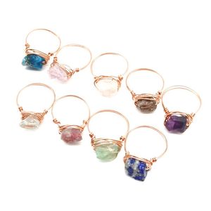 Irregular Natural Energy Crystal Stone Gold Plated Handmade Rings For Women Girl Fashion Party Club Decor Jewelry
