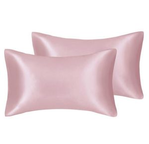 1lot2pcs Solid Silky Satin Silk Hair Antistatic Pillow Case Cover for Home Skin Care Pillowcase Queen King Full Size302H