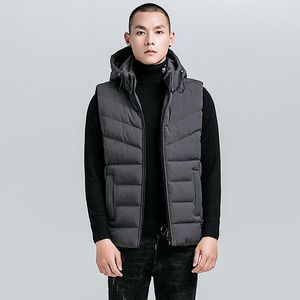 Herrvästar Hatt Avtagbar Mens Vinterväst Tjocka Män Hooded Ärmlös Jacka Modis Quilted Waistcoat Male Chaleco Hombre Gilet