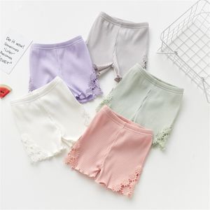 Summer girls lace patchwork solid color base shorts baby girl cotton Ant all-match 210508