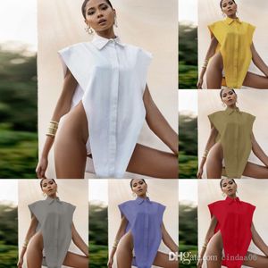 Maglietta delle donne del progettista Maglietta sexy della spalla allentata della camicia della camicia di colore solido Canotta sexy delle femmine Top C06