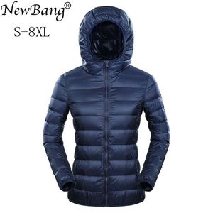 Bang Brand 7XL 8XL Down Jacket Women Hooded Ultra Light Plus Feather Winter Thin Warm Windbreaker Coats 211008