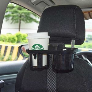 Bilhuvudstödsdrycker Hållare med dubbla koppmonter Svart ABS-flaska Kaffekopphållare
