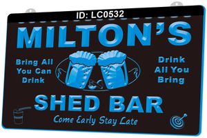LC0532 Your Names Shed Bar Come Early Stay Late Beer Light Sign 3D Engraving