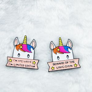 Cartoon Unicorn Smalto Spille Spilla Non sono Werid Ma Distintivo in edizione limitata Gioielli animali Regalo per bambini Amici