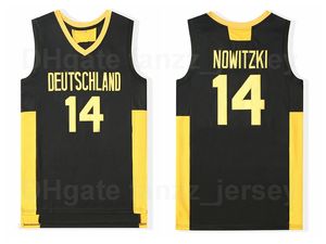 メンズモーブドイチランド14 Dirk Nowitzki Jerseyバスケットボール大学チームカラーブラック通気性純コットンスポーツすべてステッチ優秀な品質