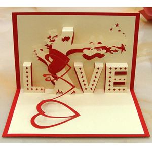 Wenskaarten Valentijnsdag Kaart D Pops up Sweet Love Heart Tree Romantic Handmade Cadeaus voor verjaardagsverjaardag