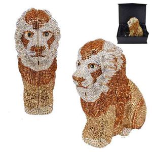 Aftonväska Djurdesigner Luxury Crystal Lion Leopard Koppling handväska Kvinnor Handväskor Kedjedagen Kopplingar SC911 1214