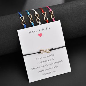 Bracelete simples ajustável trançado em forma de infinito com cartões Wish Star Wrap Wristband Bracelete para mulheres meninas joias de amizade