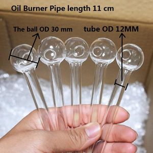 Enviar por Mar Alta Qualidade Pyrex Glass Burner Pipe 11cm Óculos Óculos Óleos Queimados Fumar tubos para água Bongo Acessórios 30mm Ball