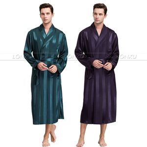 Mens Silk Satin Pajamas Sleepwear Robe Robes Bathrobe Nightgown S~3XL__For XMAS Gifts 210901