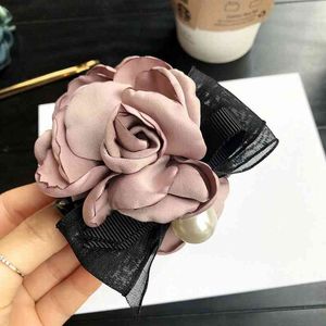 Koreanska enkel handgjord högkvalitativ tyg stor blomma spets slips brosch kvinnor mode kostym kappa corsage smycken tillbehör