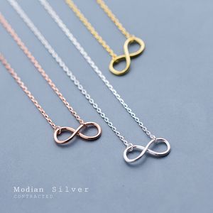 Modian Autentyczne 925 Sterling Silver Infinite Love Neckalce dla kobiet Rose Color Gold ColorStatement Jewelry Bijoux