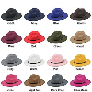 Fedora Hat Kvinnor Män Wide Brim Hattar Kvinna Man Top Jazz Panama Cap Male Female Fashion Caps Mens Trilby Chapeau Spring Autumn Winter 16Colors