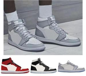 Rojo Y Zapatos De Baloncesto Blancos al por mayor-Mejor calidad Zapatillas de baloncesto negro gris y blanco Gris y blanco Hombres mujeres s zapatillas deportivas grises blancas con caja