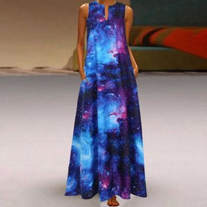 Sommer Damen dr Bohemia Plus Size Print Daily Casual SleevelVintage Bohemian V Neck Maxi Dress X0529