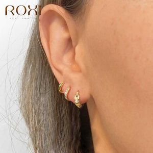Wholesale huggie hoop earrings set for sale - Group buy ROXI Copper Set Geometry Small Hoop Earrings for Women Girls Jewelry Earrings Irregular Circle Huggie Earring Pendientes Y1010