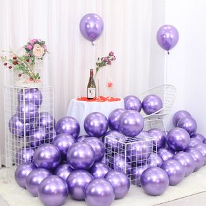 50 pcs 10 polegadas metal roxo decoração de aniversário decoração de casamento fundo arranjo de parede balão cromado