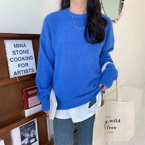 Koreanska Warmwinter Cashmere Sweater Kvinnor Stickad Lossa O Neck Female Pullovers Fashion Solid Tops Full 210508
