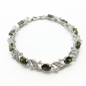 Link, cadeia de prata esterlina jóias azeitona cor branca para mulheres link pulseiras pulseiras