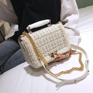 Duffel Bags Luxury Designer Handbag Women Brand Fashion Tweed Mini Bag 2021 Trend Female Elegant Liten Chain Shoulder Top Handle T245I