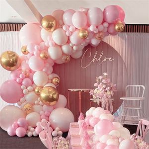 Balloons Arch Set Pink White Gold And Confetti Garland Wedding Baby Baptism Shower Birthday Party Decoration 220217