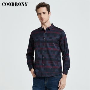 CoodronyメンズシャツSビジネスカジュアルシャツ到着有名ブブランド衣料品格子縞長袖Camisa Masculina 712 210721