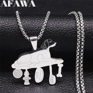 Pendant Necklaces Fashion Dog Stainless Steel Necklace Women Men Silver Color Animal Jewelry Bijoux Femme N2216S01