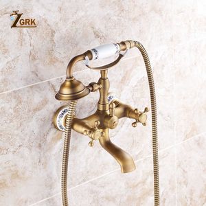 ZGRK Shower Faucets Brass Bathroom Mixer Wall Mounted HandHeld Bathroom Sanitary Hand Shower Mixer Tap Sets HS0071Q X0705 on Sale