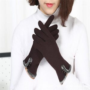 1冬の冬の暖かい手袋の女性カシミアの運転モバイルの女性Mittens1のための完全な指のタッチスクリーン