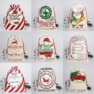 2022 Рождественская подарочная сумка мешка шнурки Санта -Клаус Хлопок Кэнд Сумм Сумка Большая Детская Игрушка Украшение