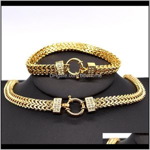 Einstellungen Schmuck Drop Lieferung 2021 Amumiu Ankunft Männer Kette Halskette Armband Sets Spezielle Sperre Edelstahl Schlange Frauen Gold Farbe Jewel