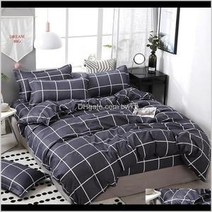 Sets Supplies Textiles & Garden Drop Delivery 2021 3/4Pcs/Set Geometric Pattern Cotton Comforter Bedding Black Bed Linen Duvet Er Set Grey No