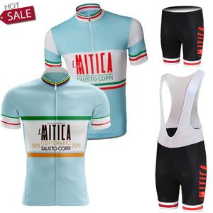 Completi da corsa Completo La Mitica Maglia ciclismo Fausto Coppi Abbigliamento Uomo Bici da corsa Maglie Tuta Pantaloncini con bretelle Abbigliamento MTB Maillot Culott