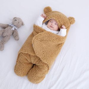 Filtar svängande söt född baby pojkar flickor plysch swaddle wrap ultra-mjuk fluffig fleece sovsäck bomull mjuk sängkläder