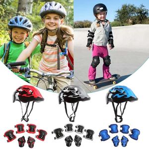 Elleboog knie pads helm set voor jongens meisjes 7pcs lichtgewicht en verstelbaar met pols scooter fietsen roller schaatsen