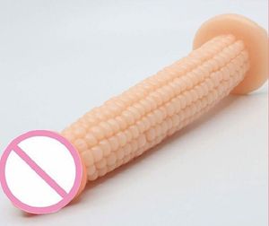 2021Corn Symulacja Penis Spiral Penis Realistyczne Dildos Dongs Wodoodporna Elastyczna Z Teksturowaną Wałem i Potężnym Sucker Sex Zabawki dla kobiet