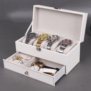Obejrzyj skrzynki Przypadki Biżuteria Przechowywanie Pudełko Odwróć Pokrywa Dwuwarstwowa Szuflada Organizator Do Kolczyki Naszyjnik Display Women Zegarki