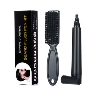 Pincéis de cabelo Pen Barba Pena de Enchimento Lápis e Escova Enhancer Impermeável Impermeável Enchimento Bigode Colorir Ferramentas