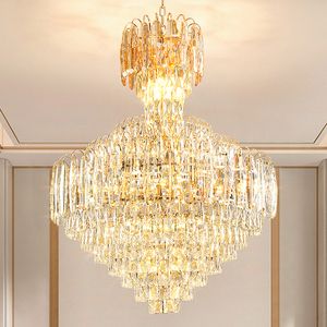LED-moderne goldene Kristall-Kronleuchter, europäisch-amerikanische K9-Kristall-Kronleuchter-Leuchten, große, luxuriöse, glänzende Droplight-Innenbeleuchtung für Zuhause