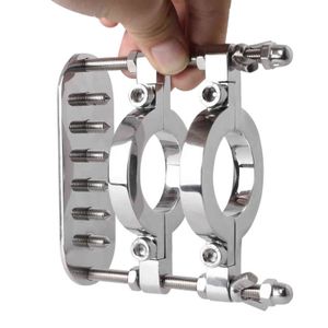 NXY Cockrings 5 Size Stainless Steel Spike Ball Stretcher Scrotum Bondage Crusher For Men Penis Ring Clamp Chastity Training BDSM Sex Toy 1124