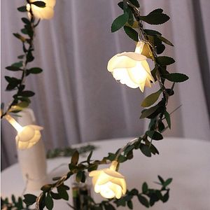 Saiten künstliche Blumenleitungsschnur Lichter Fee Garland Christams Outdoor Navidad Dekorationen für das Heimjahr Hochzeitsdekoration