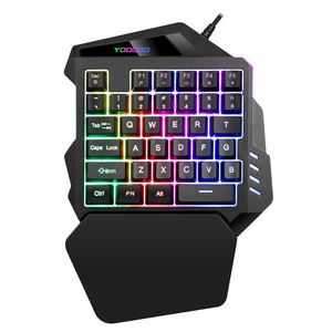 Tek elle oyun klavye rgb arkadan aydınlatmalı mekanik mini tuş takımı ergonomik gamer laptop masaüstü pc bilgisayar klavyeleri için