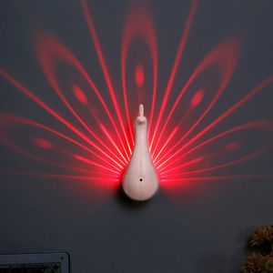 Wholesale home decoration lamps resale online - Creative Peacock Wall Lights D LED Projection Night Light Magic Colorful Remote Control Lamp Home Decoration Crestech FEDEX UPS