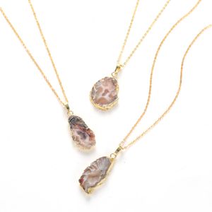 Naturliga Druzy Quartz Crystal Stone Pendants 2-Hole Nugget Healing Gemstone Charm Connectors 22-45X10-35mm för smycken