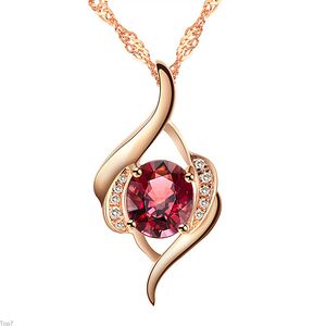 Crystal Womens Necklaces Pendant New jewelry falling love female rose gold inlaid red silver plated